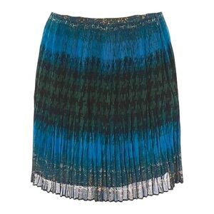 Madewell Broadway & Broome Pleated Watercolor Plisse Teal Mini Skirt Size 4